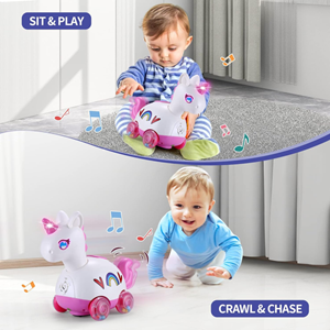 اسباب بازی پونی چرخ دار موزیکال Yerloa Musical Unicorn Crawling_اسباب بازی